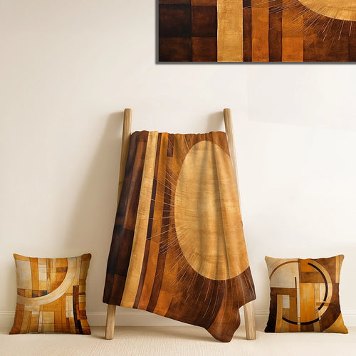 Abstract Shapes Throw Blanket - Bronze Brilliance Symmetry III