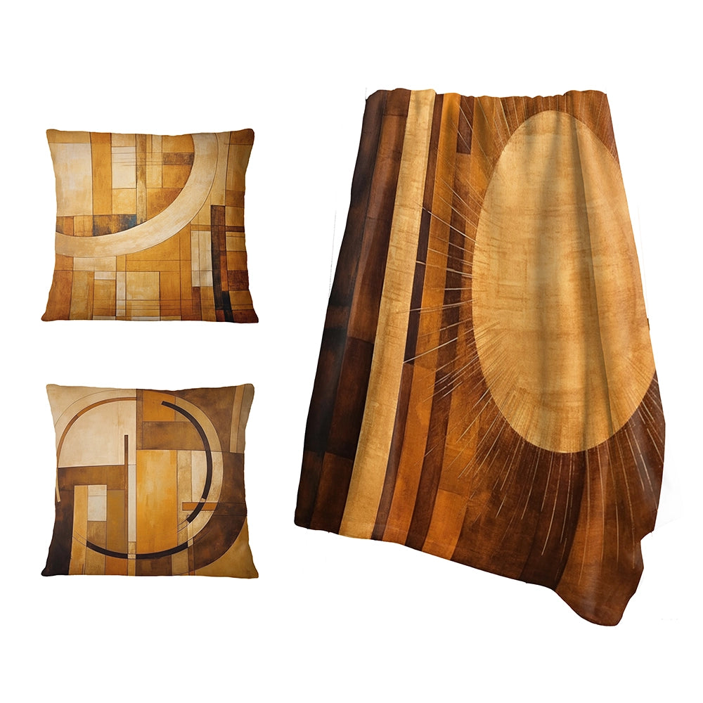 Abstract Shapes Throw Blanket - Bronze Brilliance Symmetry III
