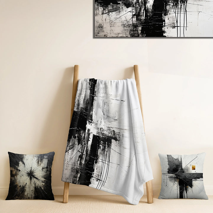 Christianity Throw Blanket - Minimalism Black And White Religious Cross I