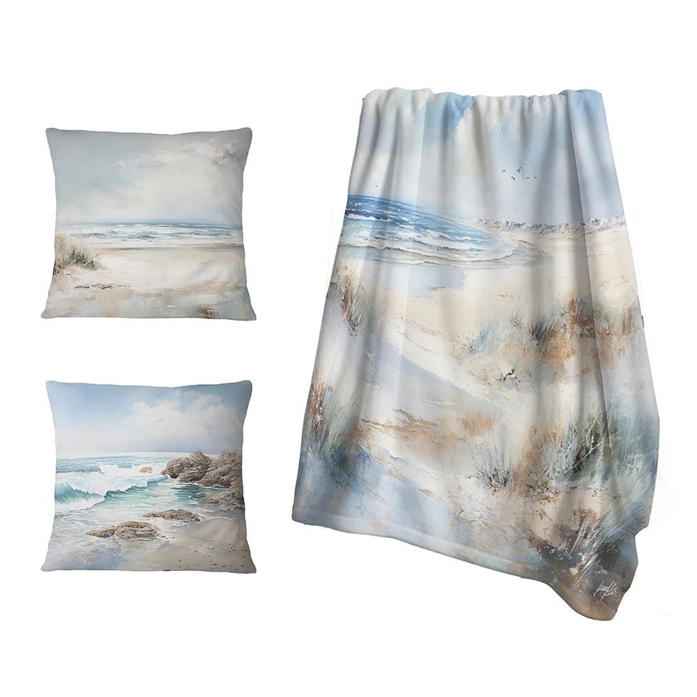 Coastal Ocean Throw Blanket - Coastal Ocean Charm In Winter I
