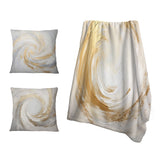 Abstract Spirals Throw Blanket Set - Gold And White Soft Wave Vortex I