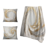 Abstract Spirals Throw Blanket - Gold And White Soft Wave Vortex V