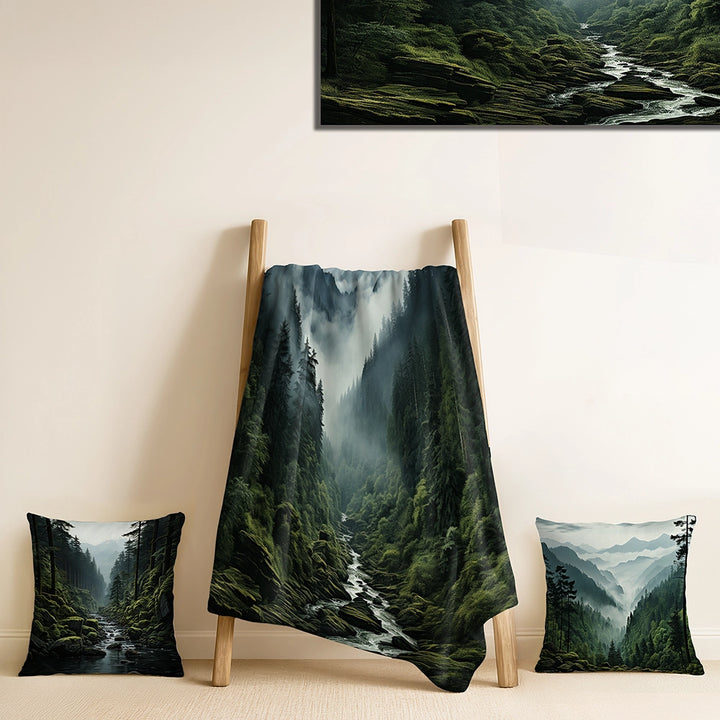 Forest Throw Blanket - Mystic Wilderness Pine Forest In Canada I