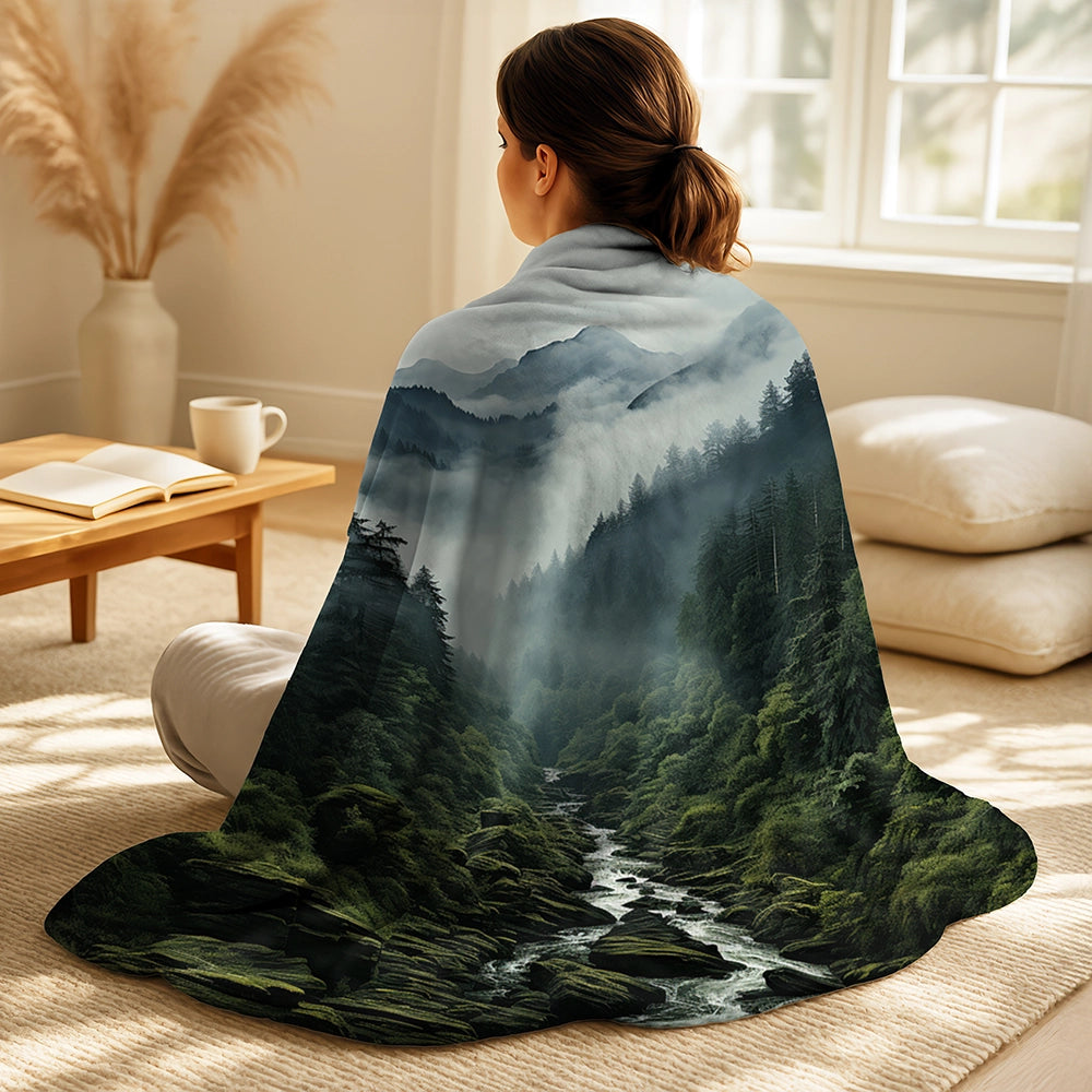 Forest Throw Blanket - Mystic Wilderness Pine Forest In Canada I