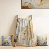 Abstract Shapes Throw Blanket - Beige And Gold Glacier Stone Simplicity II