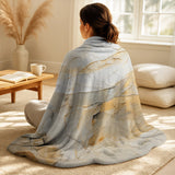 Abstract Shapes Throw Blanket - Beige And Gold Glacier Stone Simplicity II