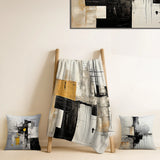 Abstract Painting Decorative Throw Blanket - Beige And Black Divine Simplicity IV
