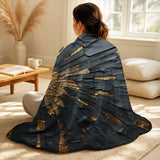 Abstract Painting Throw Blanket - Black And Gold Abstract Meditation II