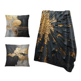 Abstract Painting Throw Blanket - Black And Gold Abstract Meditation II