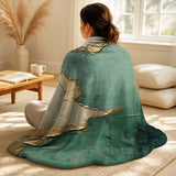 Abstract Painting Throw Blanket - Gold And Green Paint Fusion II