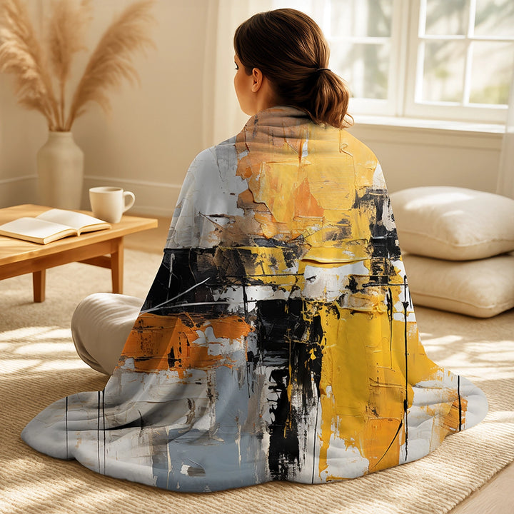 Abstract Collages Throw Blanket - Abstract yellow and black collage II