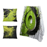 Abstract Collages Throw Blanket Set - Green Spiral Neon Fusion 1