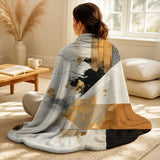 Abstract Collages Decorative Throw Blanket - Grey and Gold Sunset Collage VI