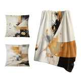 Abstract Collages Decorative Throw Blanket - Grey and Gold Sunset Collage VI