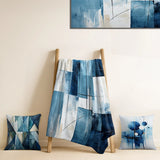 Modern Throw Blanket - Nautical white and blue Geometry shapes III