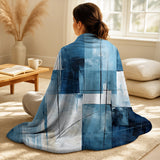 Modern Throw Blanket - Nautical white and blue Geometry shapes III