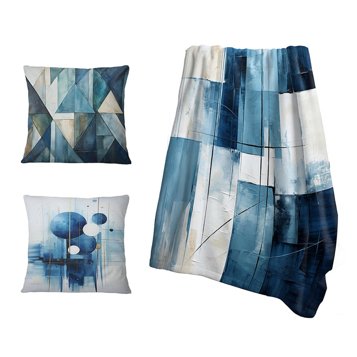 Modern Throw Blanket - Nautical white and blue Geometry shapes III