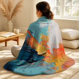 Abstract Painting Throw Blanket Set - Colorful Abstract Expression I