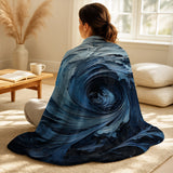 Tachisme Throw Blanket - Blue and white Emotional spiral 1