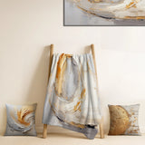 Abstract Spirals Throw Blanket - Abstract gold and white paint spiral III