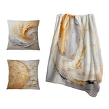 Abstract Spirals Throw Blanket - Abstract gold and white paint spiral III