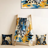 Leopard/Cheetah Throw Blanket - Yellow and blue Leopard Collage IV