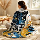 Leopard/Cheetah Throw Blanket - Yellow and blue Leopard Collage IV