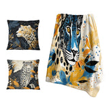 Leopard/Cheetah Throw Blanket - Yellow and blue Leopard Collage IV