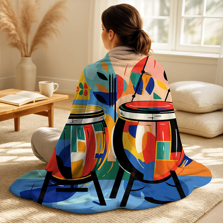 Fruits Decorative Throw Blanket Set - Mexican Drums music instruments IV
