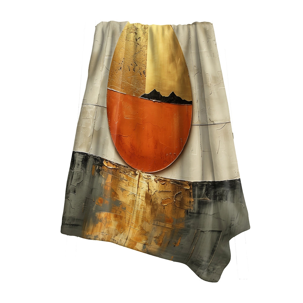 Japan Throw Blanket Set - Gold Japanese sunset on lake