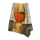 Japan Throw Blanket Set - Gold Japanese sunset on lake