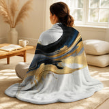 Abstract Liquid ink Throw Blanket - Black, White And Gold Liquid Art I