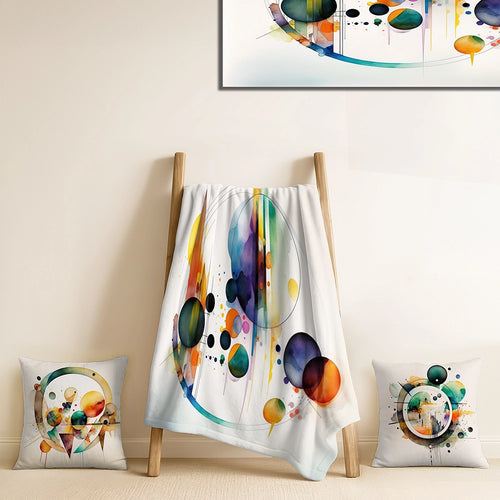 Modern Throw Blanket - Multi-Color Watercolor Geometric Art I