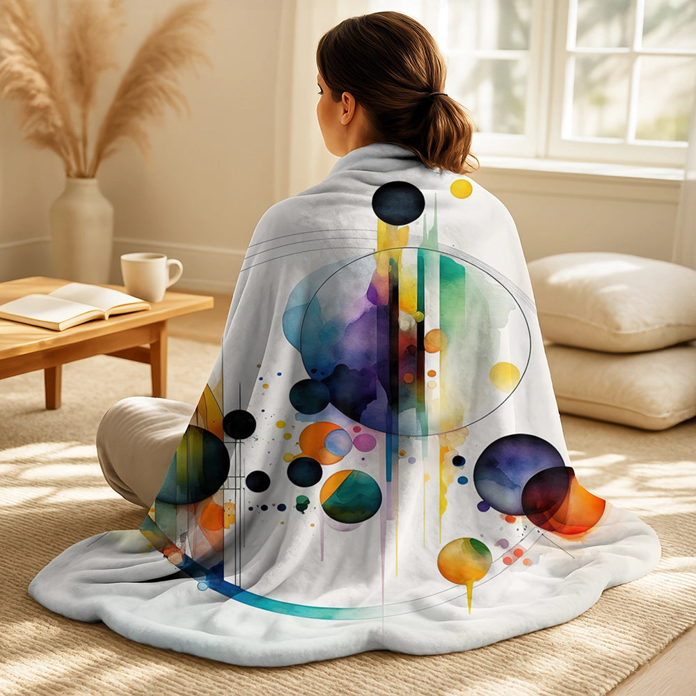 Modern Throw Blanket - Multi-Color Watercolor Geometric Art I