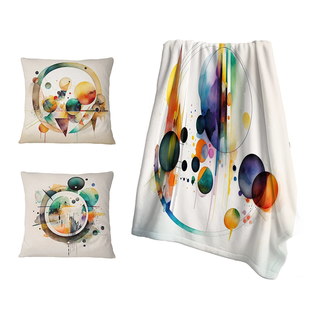 Modern Throw Blanket - Multi-Color Watercolor Geometric Art I