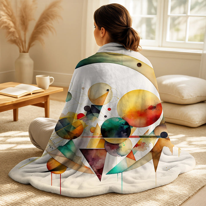 Modern Throw Blanket - Multi-Color Watercolor Geometric Art IV