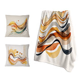 Abstract Minimalism Throw Blanket Set - Burnt Orange Waves Abstract I