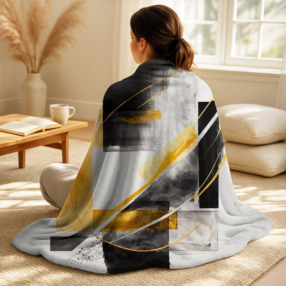 Abstract Decorative Throw Blanket Set - Glam Art Deco Abstract II