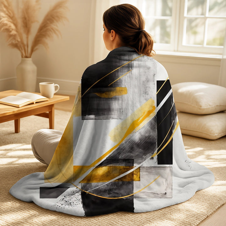 Abstract Decorative Throw Blanket Set - Glam Art Deco Abstract II