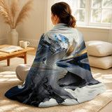 Abstract Spirals Throw Blanket - Bright Blue Smooth Abstract I