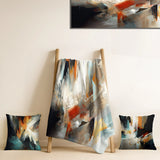 Abstract Minimalism Throw Blanket - Orange And Blue Abstract Mixed Colors IV