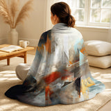 Abstract Minimalism Throw Blanket - Orange And Blue Abstract Mixed Colors IV