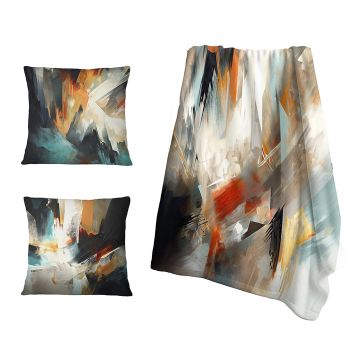Abstract Minimalism Throw Blanket - Orange And Blue Abstract Mixed Colors IV