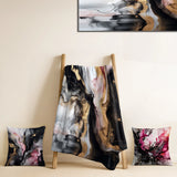 Abstract Marble Decorative Throw Blanket Set - Black Gold Marble Splash I