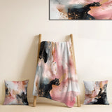 Abstract Marble Throw Blanket - Pink Gold Marble Texture II
