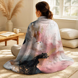 Abstract Marble Throw Blanket - Pink Gold Marble Texture II