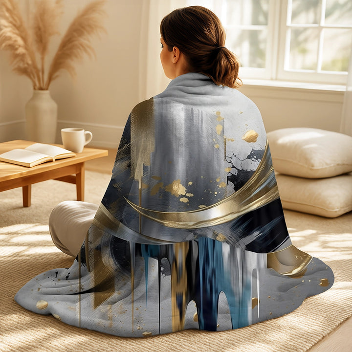 Abstract Marble Throw Blanket Set - Abstract Shapes And Lines I