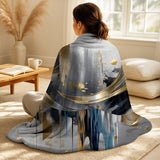 Abstract Marble Throw Blanket Set - Abstract Shapes And Lines I