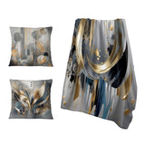 Abstract Marble Throw Blanket Set - Abstract Shapes And Lines I