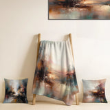 Abstract Landscapes Throw Blanket Set - Brown Abstracted Nature I